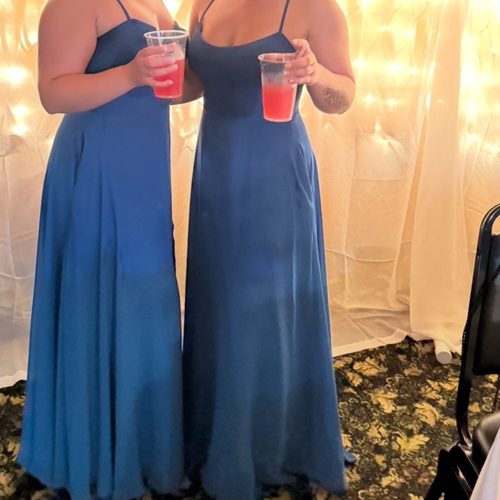 Elegant Blue Halter Maxi Dress